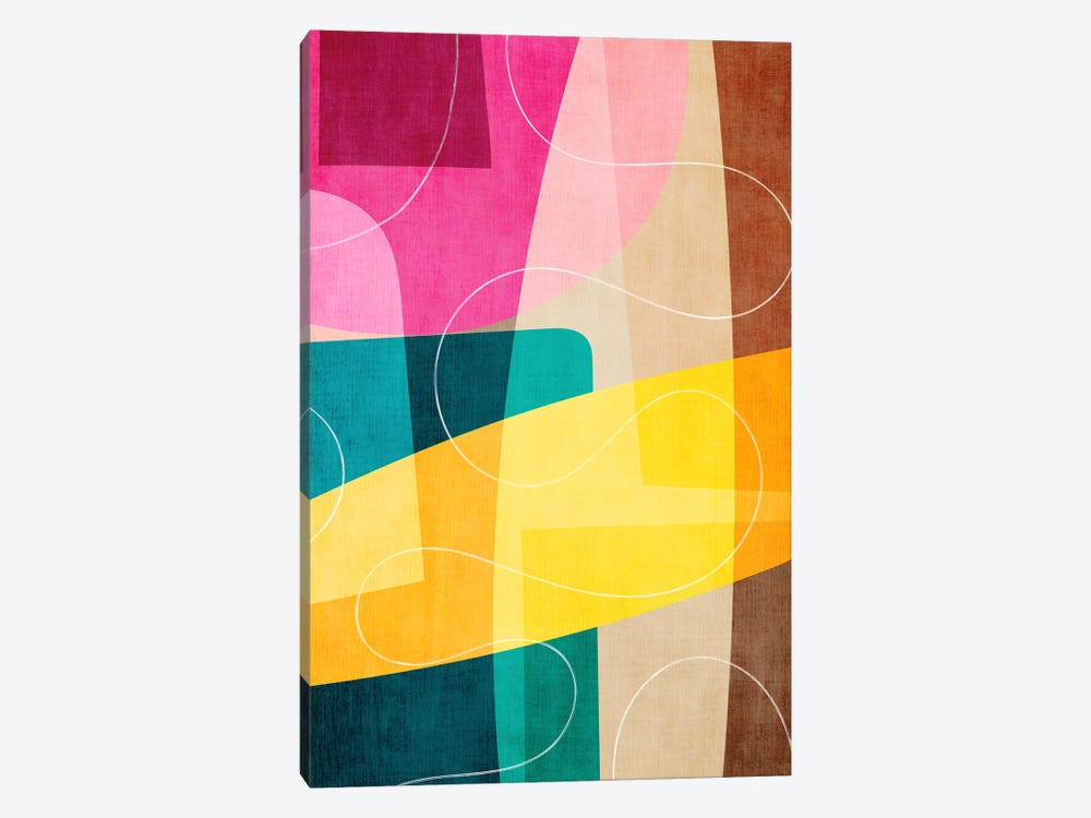 Colorful Teal Pink Yellow Abstract by EmcDesignLab 1-piece Canvas Art