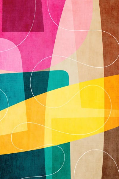 Colorful Abstracts: Colorful Teal Pink Yellow Abstract by EmcDesignLab