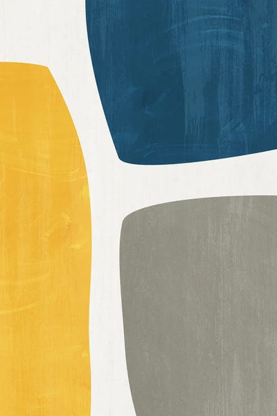Minimalist Abstract: Yellow Navy Gray Abstract by EmcDesignLab