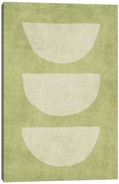 Green Tones Semicircles Canvas Art Print - EmcDesignLab