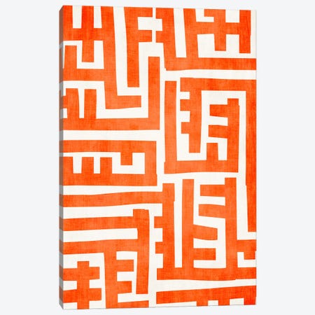 Bright Orange Abstract Geometric II Canvas Print #ELB154} by EmcDesignLab Canvas Art Print