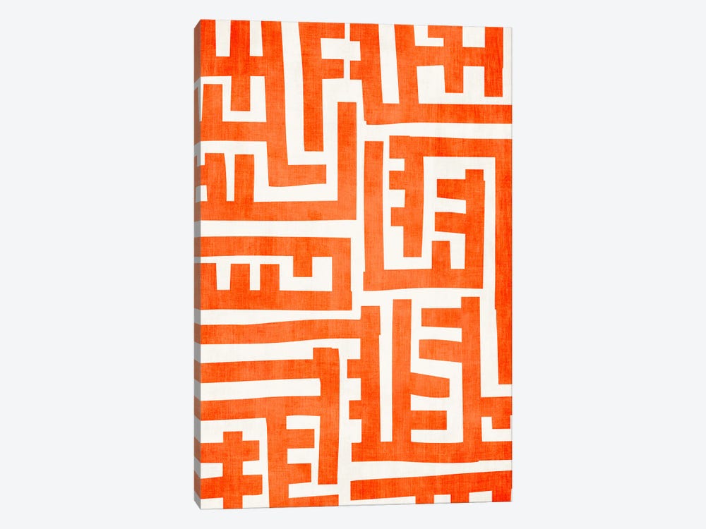 Bright Orange Abstract Geometric II by EmcDesignLab 1-piece Art Print
