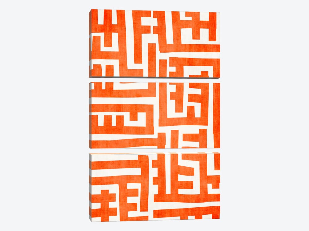 Bright Orange Abstract Geometric II by EmcDesignLab 3-piece Canvas Print