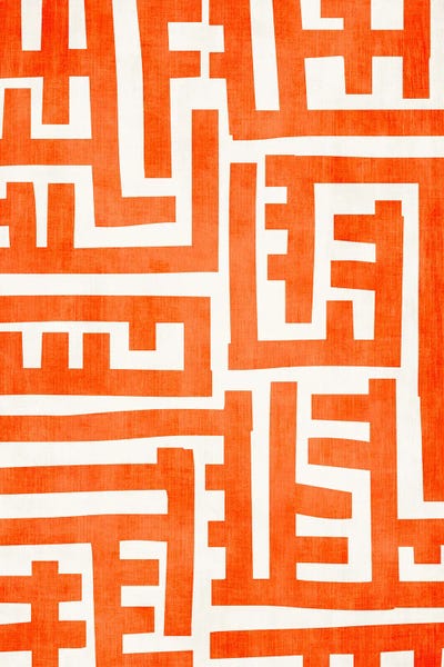 Linear Abstract: Bright Orange Abstract Geometric II by EmcDesignLab