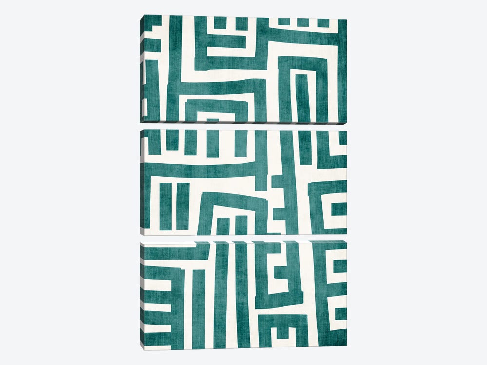 Teal Geometric Abstract II by EmcDesignLab 3-piece Canvas Art