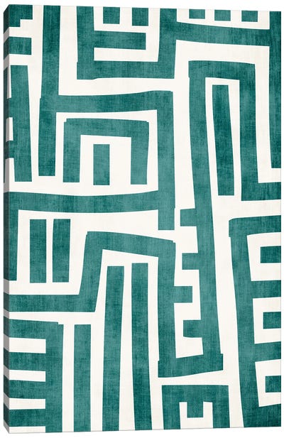 Teal Geometric Abstract II Canvas Art Print - EmcDesignLab