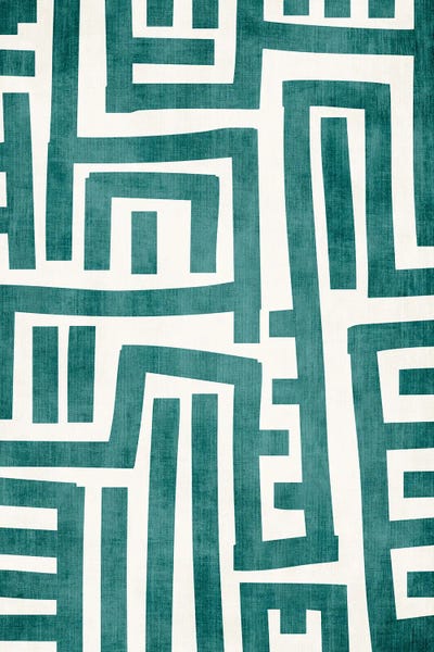 EmcDesignLab: Teal Geometric Abstract II by EmcDesignLab