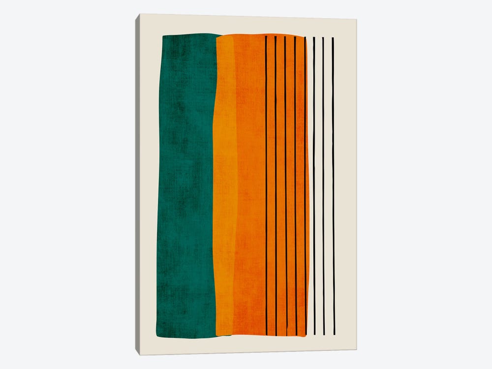 Teal Orange Black Lines by EmcDesignLab 1-piece Canvas Print