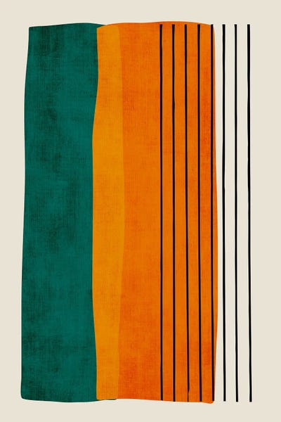 Linear Abstract: Teal Orange Black Lines by EmcDesignLab
