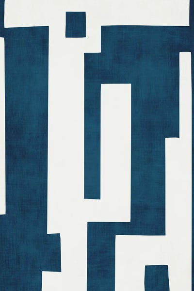 EmcDesignLab: Navy Petrol Blue White Abstract II by EmcDesignLab