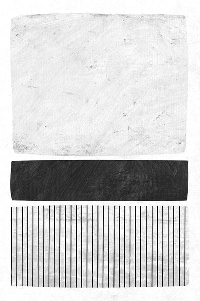 Large Modern Art - Canvas Prints: Minimalist B&W Lines Blocks III by EmcDesignLab
