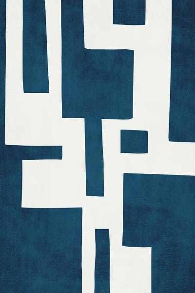 Navy Petrol Blue White Abstract III