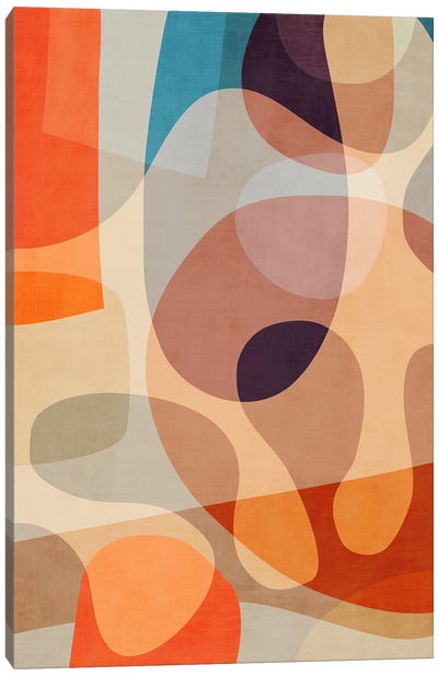 Colorful Abstract Shapes III Canvas Art Print - Mid-Century Modern Décor