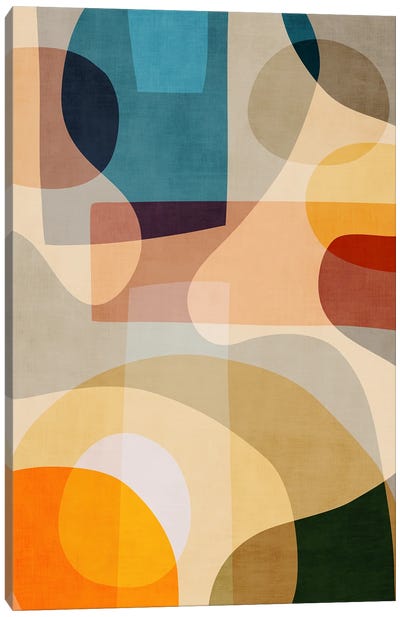 Colorful Abstract Shapes IV Canvas Art Print - Mid-Century Modern Living Room Art