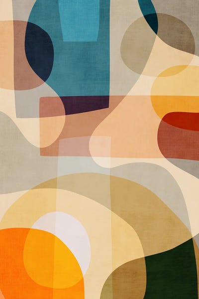 Mid-Century Modern Living Room: Colorful Abstract Shapes IV by EmcDesignLab