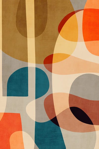 Mid-Century Modern Living Room: Colorful Abstract Shapes V by EmcDesignLab