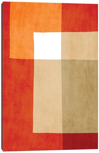 Red White Orange Beige Abstract Canvas Art Print - EmcDesignLab