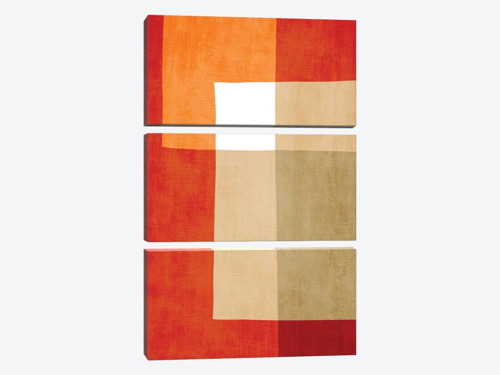 Red White Orange Beige Abstract by EmcDesignLab 3-piece Canvas Wall Art