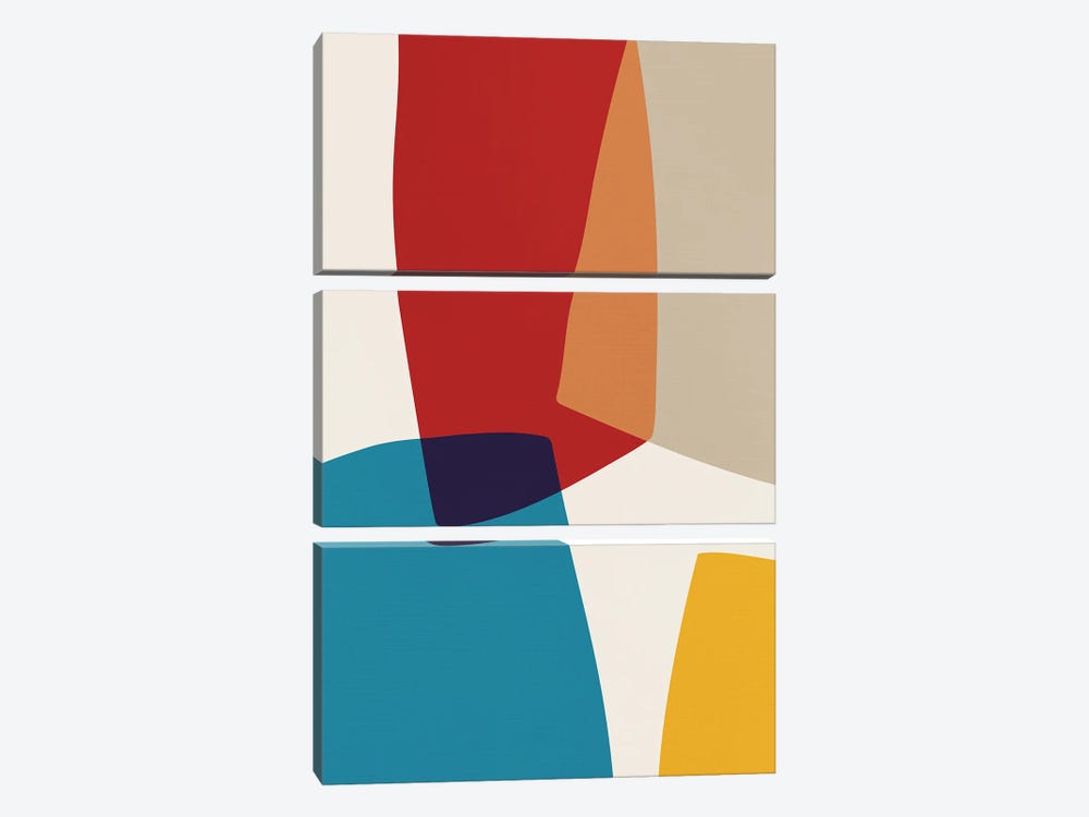 Abstract Red Yellow Blue Beige II by EmcDesignLab 3-piece Canvas Print