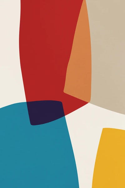 Abstract Graphic Design & Digital: Abstract Red Yellow Blue Beige II by EmcDesignLab