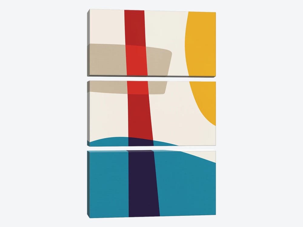 Abstract Red Yellow Blue Beige III by EmcDesignLab 3-piece Canvas Art