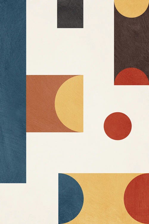 Mid-Century Modern Geometric Abstract A