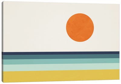 Abstract Landscape Sun Sea Beach I Canvas Art Print - 70's Sunsets