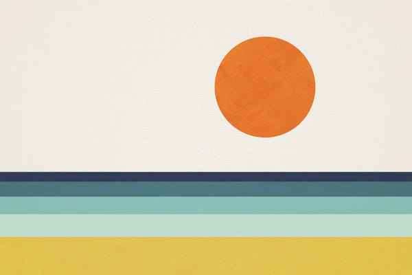Large Minimalist Art - Canvas Prints: Abstract Landscape Sun Sea Beach I by EmcDesignLab