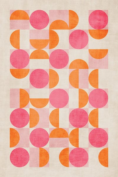 Pink Orange Artwork Modern Geometric by EmcDesignLab multi panel art