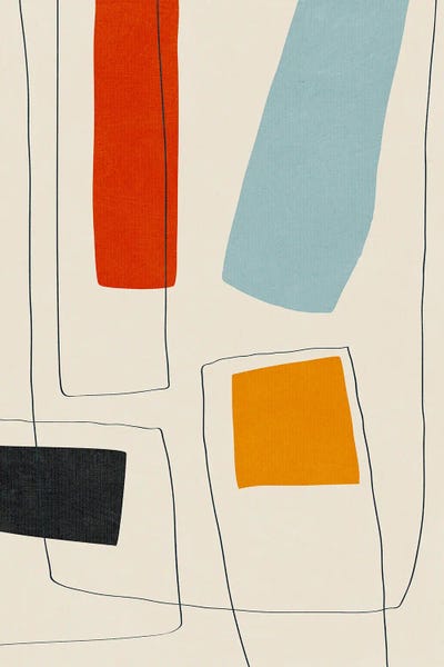 Minimalist Red Yellow Blue Black I Lines