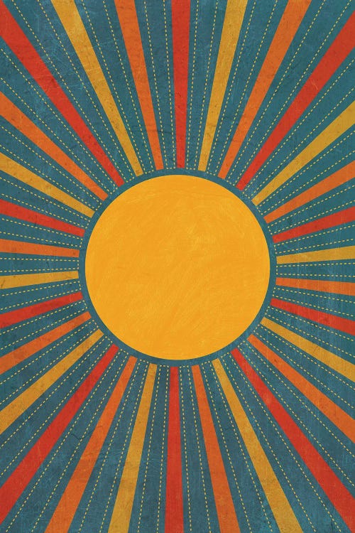 Retro Sunburst Teal Yellow Red