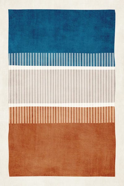 EmcDesignLab: Terracotta Navy Beige White Lines by EmcDesignLab
