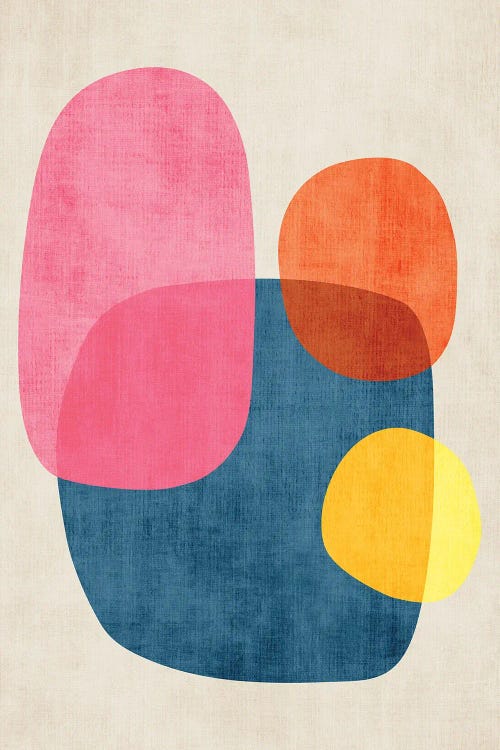 Minimalist Organic Shapes Pink Blue Orange Yellow