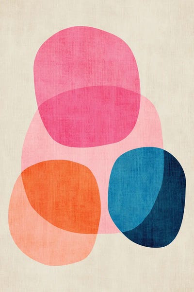 EmcDesignLab: Simple Shapes Pink Orange Blue Wall Art by EmcDesignLab