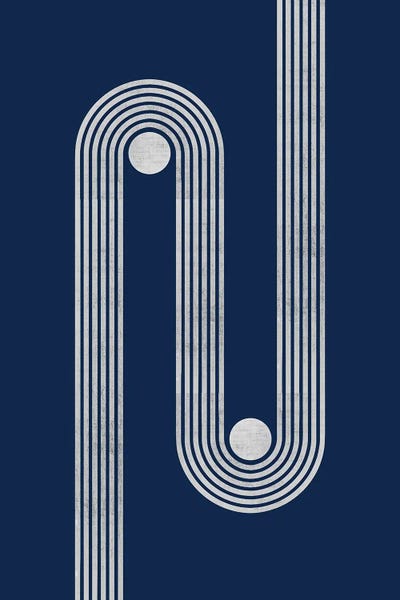 Indigo: Navy Retro Lines Dots II by EmcDesignLab