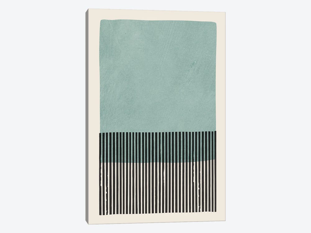 Light Blue-Green Block Black Lines by EmcDesignLab 1-piece Art Print