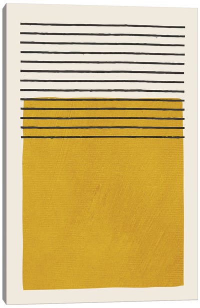 Mustard Black Lines I Canvas Art Print - Geometric Abstract Art
