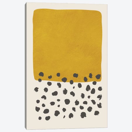 Mustard Black Dots I Canvas Print #ELB29} by EmcDesignLab Art Print