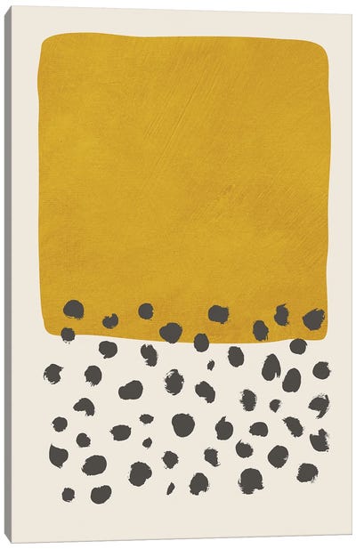 Mustard Black Dots I Canvas Art Print - EmcDesignLab