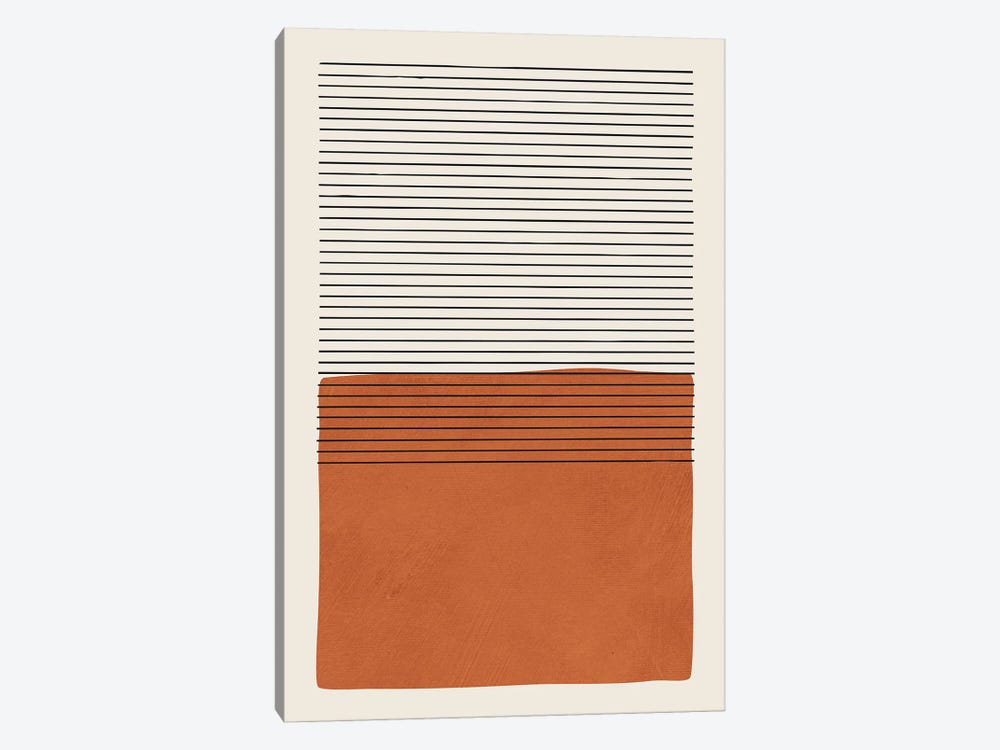 Burnt Orange Black Lines by EmcDesignLab 1-piece Art Print