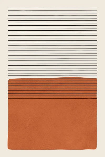 Large Minimalist Art - Canvas Prints: Burnt Orange Black Lines by EmcDesignLab