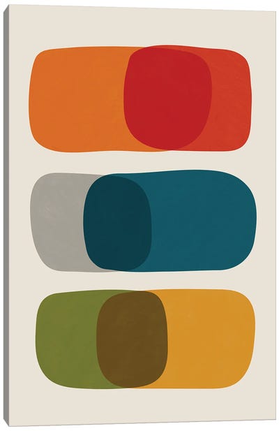 Colorful Mid-Century Modern Bold II Canvas Art Print - Orange, Teal & Espresso