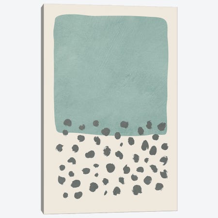 Light Blue-Green Block Gray Dots Canvas Print #ELB31} by EmcDesignLab Canvas Art