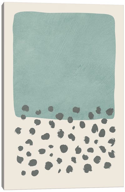 Light Blue-Green Block Gray Dots Canvas Art Print - EmcDesignLab