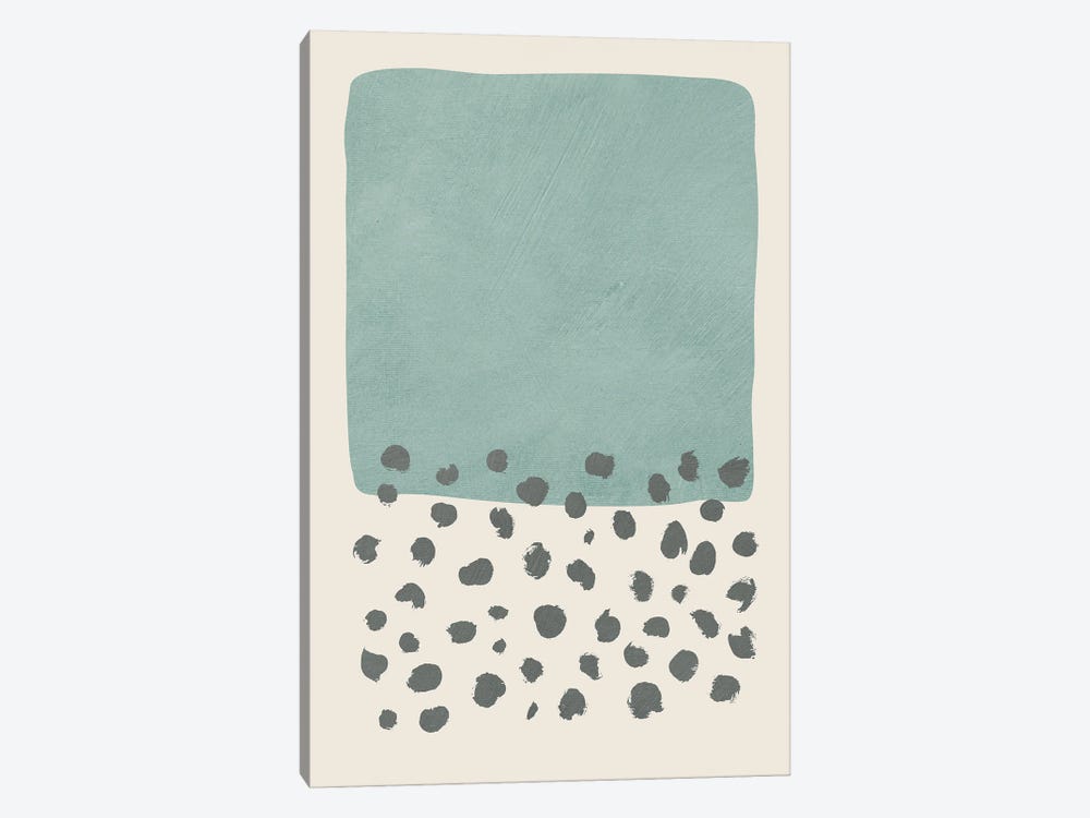 Light Blue-Green Block Gray Dots by EmcDesignLab 1-piece Canvas Artwork