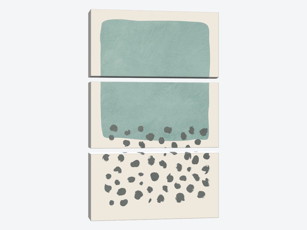 Light Blue-Green Block Gray Dots by EmcDesignLab 3-piece Canvas Artwork