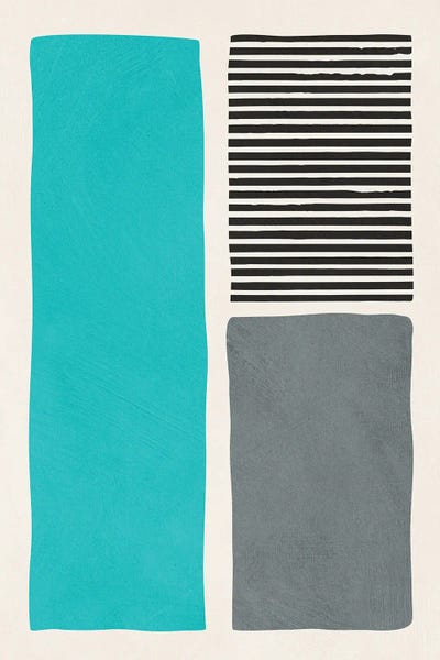 Geometric Abstract: Turquoise Gray Min Abstract Black Lines by EmcDesignLab