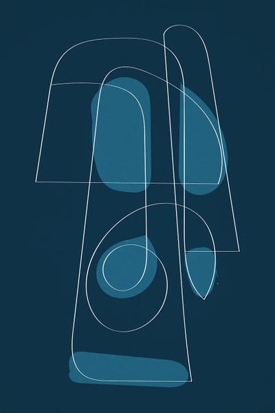 Mid-Century Modern Living Room: Navy Blue Abstract I by EmcDesignLab