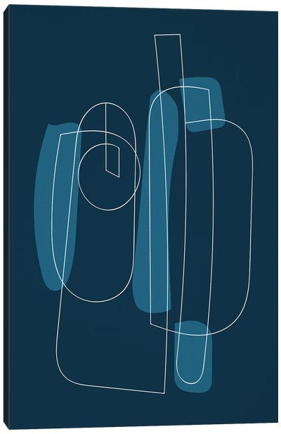Navy Blue Abstract II Canvas Art Print - EmcDesignLab
