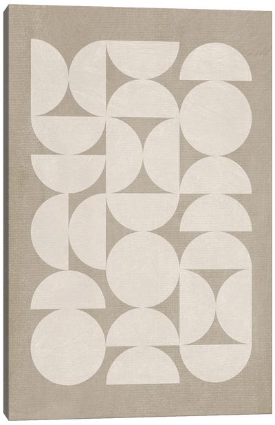 Neutral Minimalist Semicircles I Canvas Art Print - Organic Modern